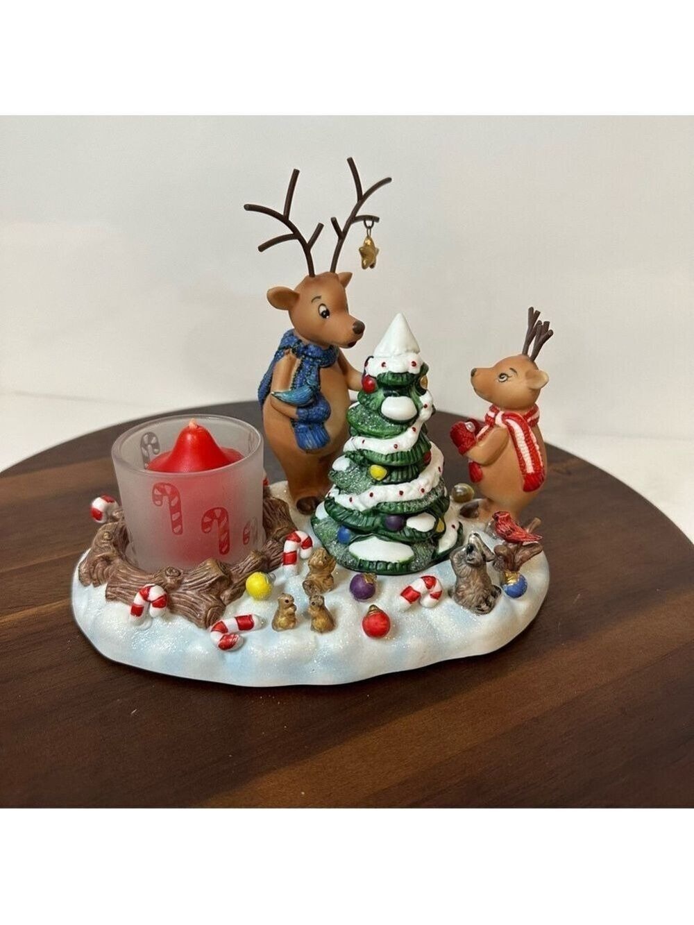 Partylite Reindeer Decorating Tree Votive Candle Holder Christmas Scene Box